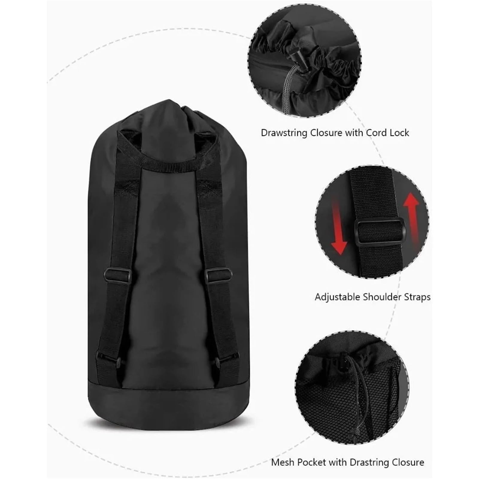 Wäschesack, Wäscherucksack mit Schultergurten Für Zuhause, Reisen, Camping