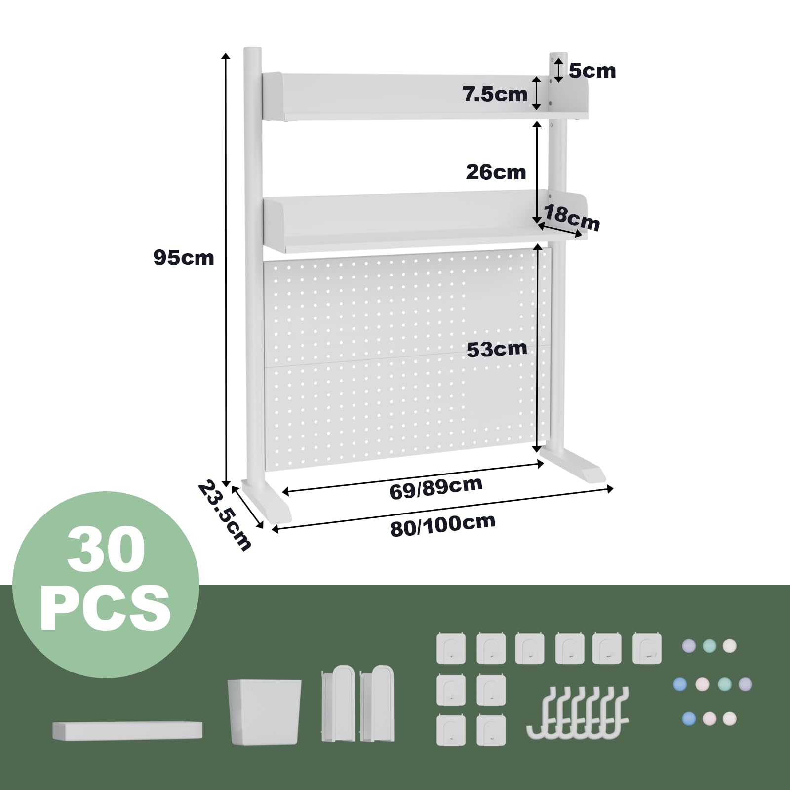 Scaffale da scrivania a 2 livelli, bianco, 100 cm, organizer da scrivania con disco rigido, piano di lavoro, libreria per casa, ufficio o dormitorio