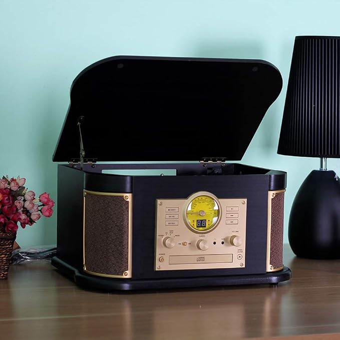 Tocadiscos Vintage All-in-One con Bluetooth y Radio AM/FM miniatura 6