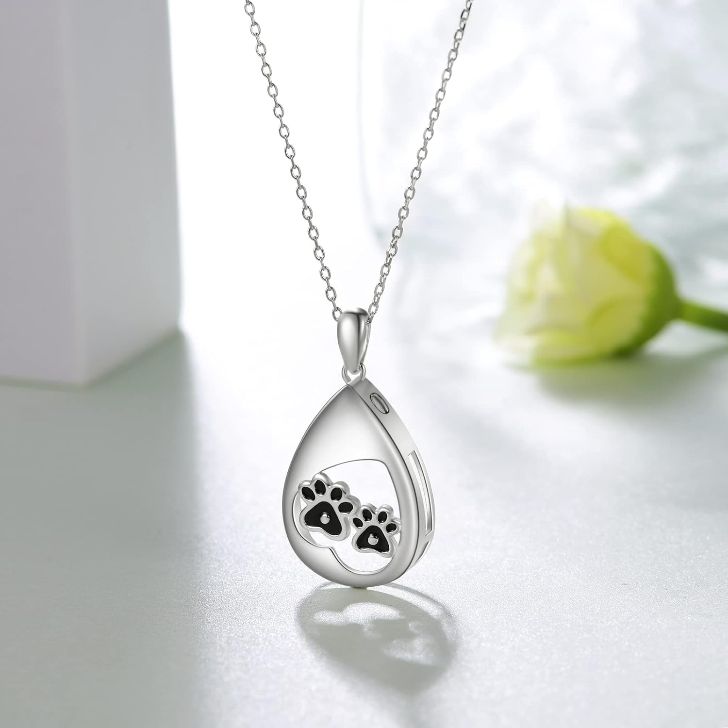 Urn Necklace for Ashes 925 Sterling Silver Dog Ashes Pendant Necklace Keepsake Urn Memorial Cremation Ash Jewelry Gifts for Women - Image 4