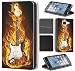 Produktbild CoverFix Premium Hülle für Huawei P8 Lite Modell 2017 Flip Cover Schutzhülle Kunstleder Flip Case Motiv (443 Gitarre im Feuer Schwarz Gelb)