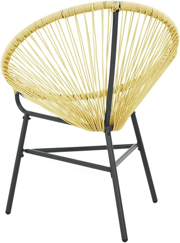 vidaXL Patio Moon Chair, Outdoor Seating Acapulco Chair with Steel Frame, Lounge Chair for Indoor and Outdoor, Modern Style, Poly Rattan Beige
