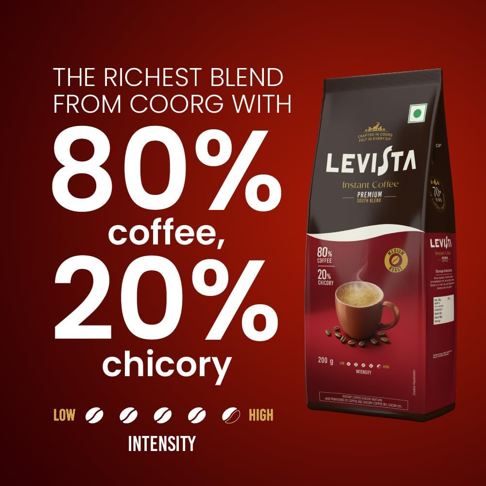 Levista Premium Instant Coffee 200Gm Pouch, Bag, Ground