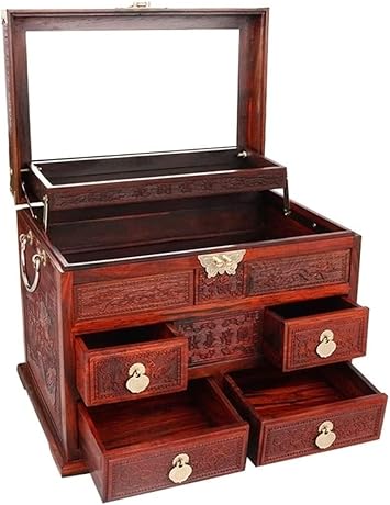 Jewelry Boxes Jewelry Organizer Mahogany Box With Drawer Chinese Retro Style Bracelet Necklace Ring Storage Box Wedding Jewelry Storage Box/Case Gift
