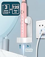 Vista 67 de Rtauys - Cepillo de dientes eléctrico y sónico M5 para adultos y adolescentes, con 8 cabezales de cepillo, de alta potencia, con estuche de viaje, 3