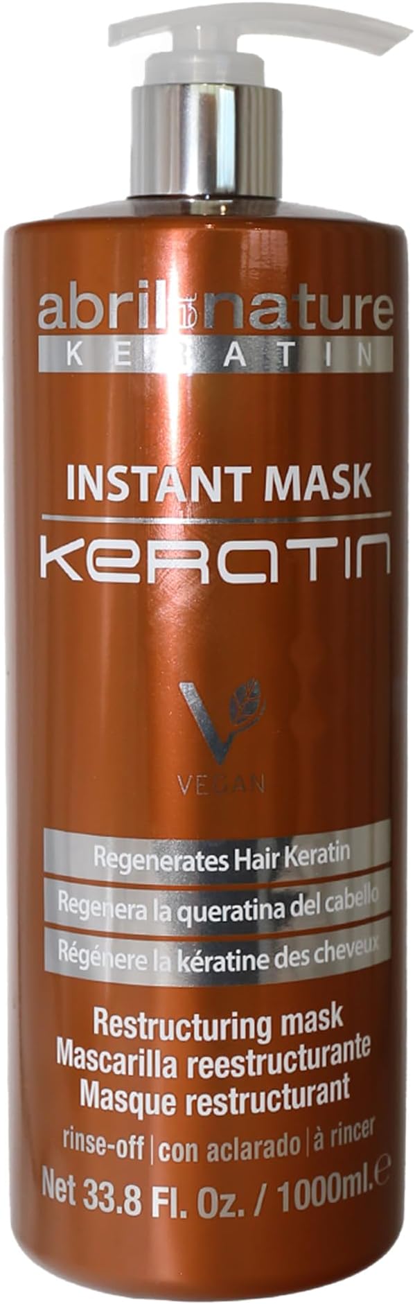abril et nature - Hair Mask with Keratin Ultra Fast - Nourishes, strengthens and regenerates the hair fiber - Repairs damaged and brittle hair - Soft and shiny appearance - 1000 ml