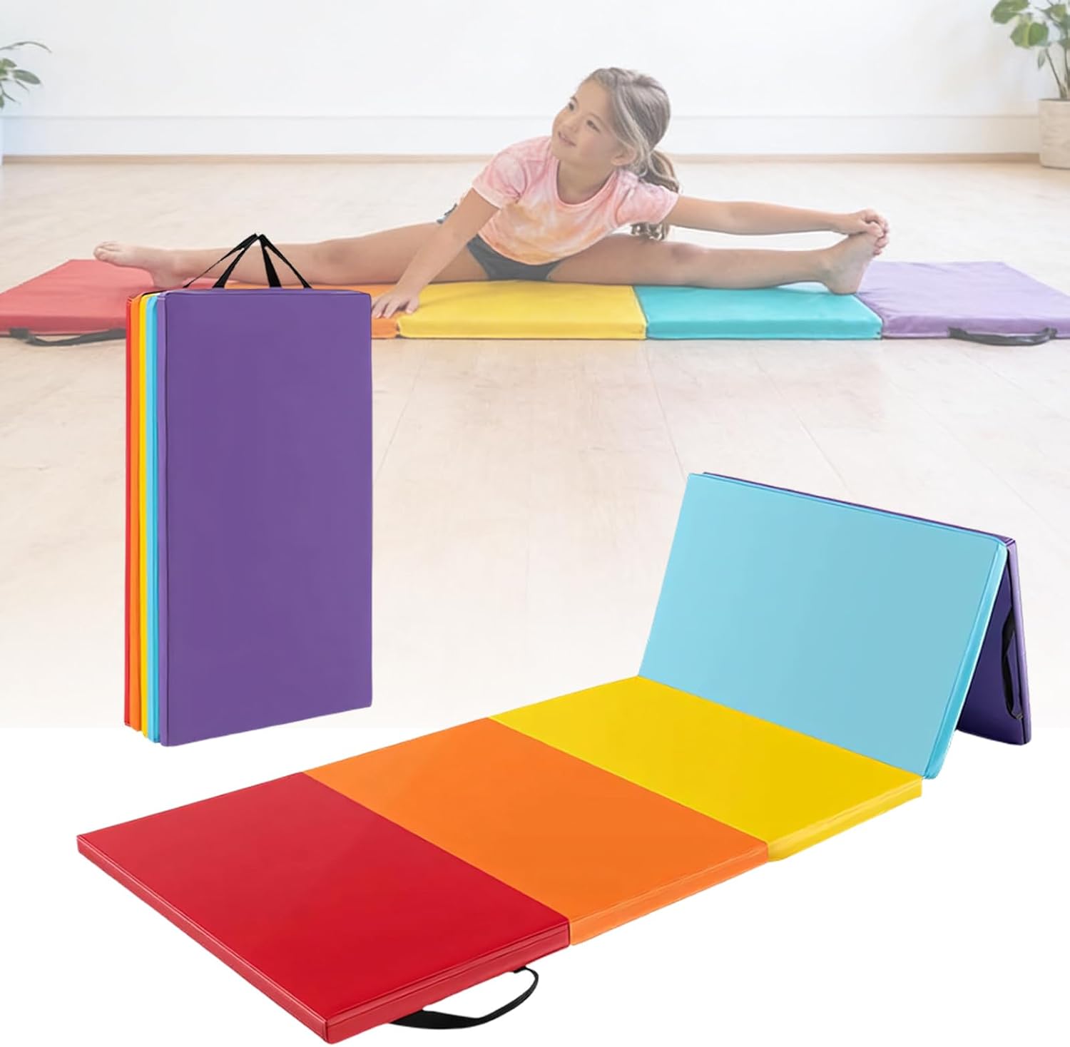 Foldable Pilates Mat Nonslip Fitness Folding Light Weight Gym Mats Travel Exercise for Women Sports Use Folding