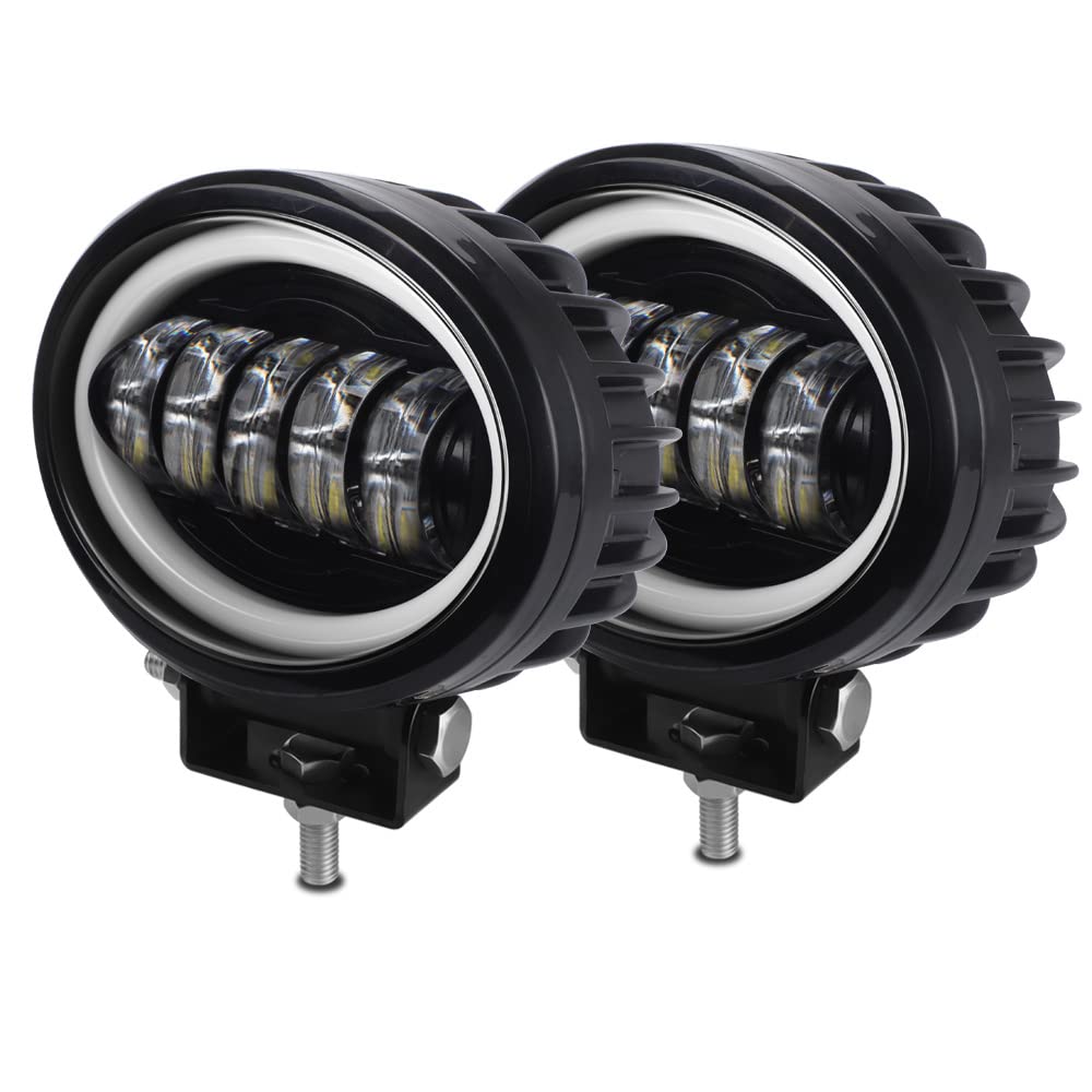 Mincar 5In LED Lampada da Lavoro 7D Lens Faretti Ellittici 12V 24V Rotonda Angel Eye White Halo Daytime Running Fendinebbia 2 Pezzi