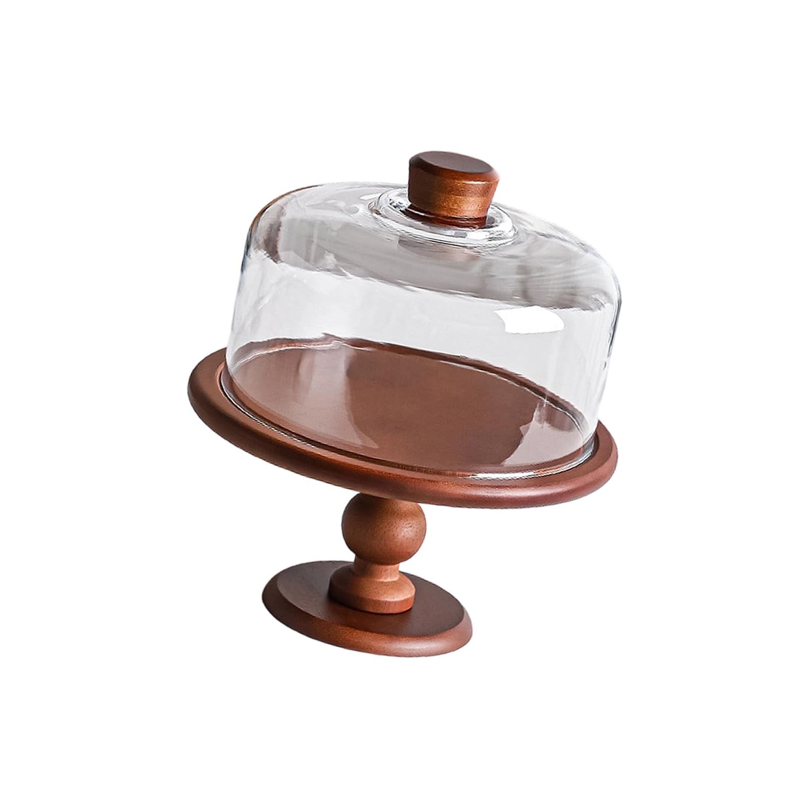 Présentoir à dessert en bois noble et sa cloche de protection pour buffet haut de gamme