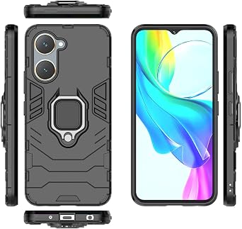 Compatible with Vivo Y28s 5G Case Cover,Magnetic Car Mount Bracket Shell Compatible with Vivo Y03 4G V2332 / Y18e 4G V2350 / T3 Lite V2356 / Y18 4G India Case Black