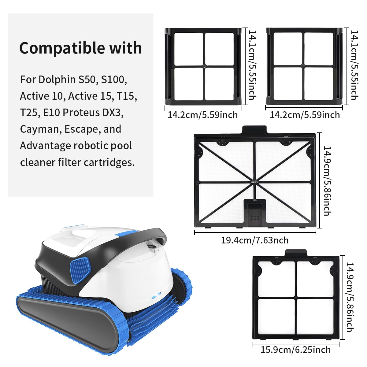 YanBan 4 Pièces Filtres Pour Robots De Piscine Compatibles Avec