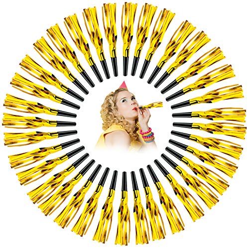 24Pcs Glitter Metallic Fringed Noise Maker,Party Blowers Party Horns Musical Blowouts Whistle Party Noisemakers For Kids Birthday Baby Shower New Year Party Favor Supplies