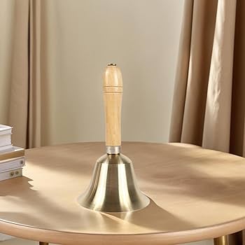 Amazon.co.jp: 木製ハンドル付き大型ハンドコールベル 真鍮ハンドベル