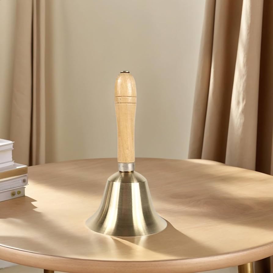 Amazon.co.jp: 木製ハンドル付き大型ハンドコールベル 真鍮ハンドベル