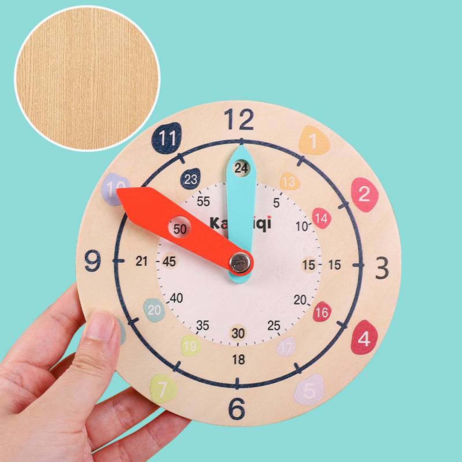 LOVIVER 5 Orologi in Legno, Giocattolo Didattico per L'apprendimento Precoce, 2 pezzi
