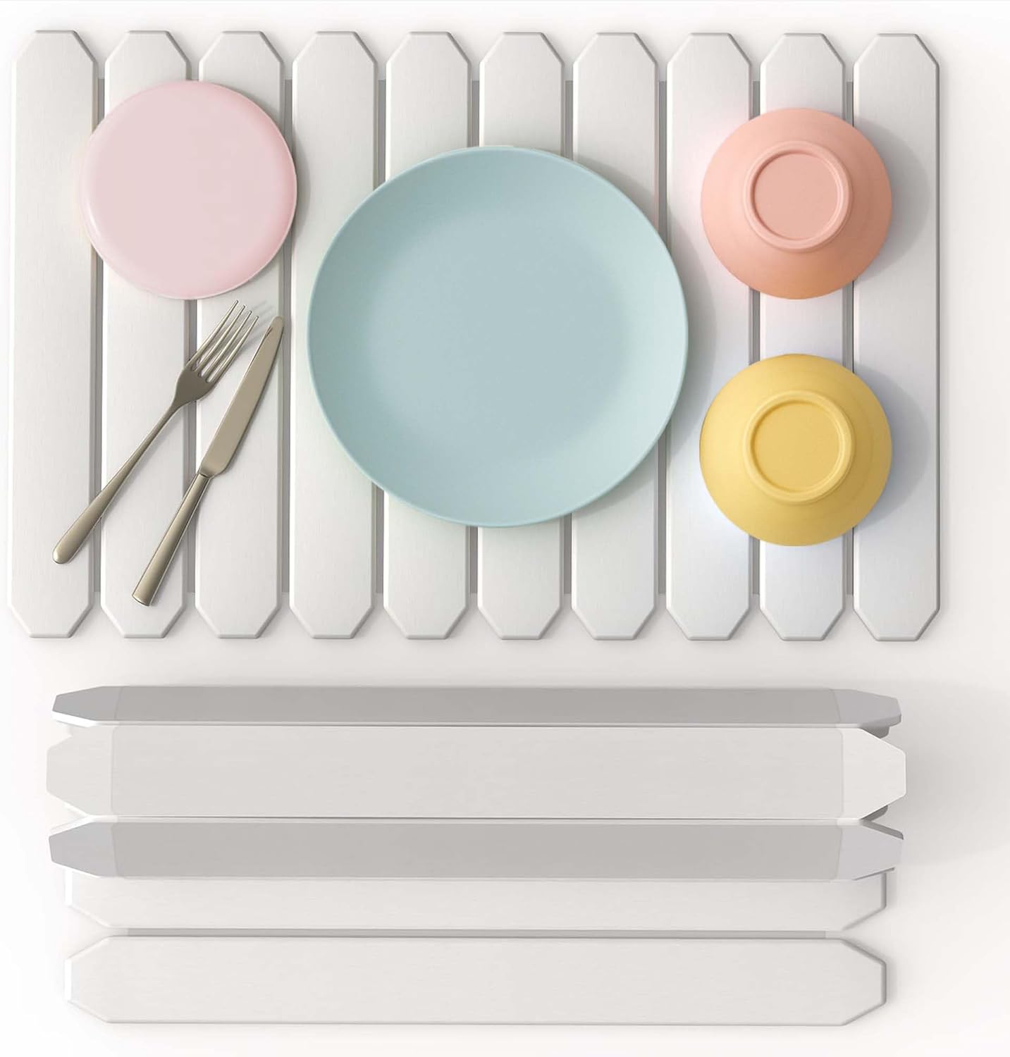 Large Stone Dish Drying Mat for Kitchen Counter – 24″ x 16″ White Diatomaceous Earth Mat, Quick Drying & Super Absorbent, Foldable Eco-Friendly Drying Pad for Dishes, Glasses & Bottles