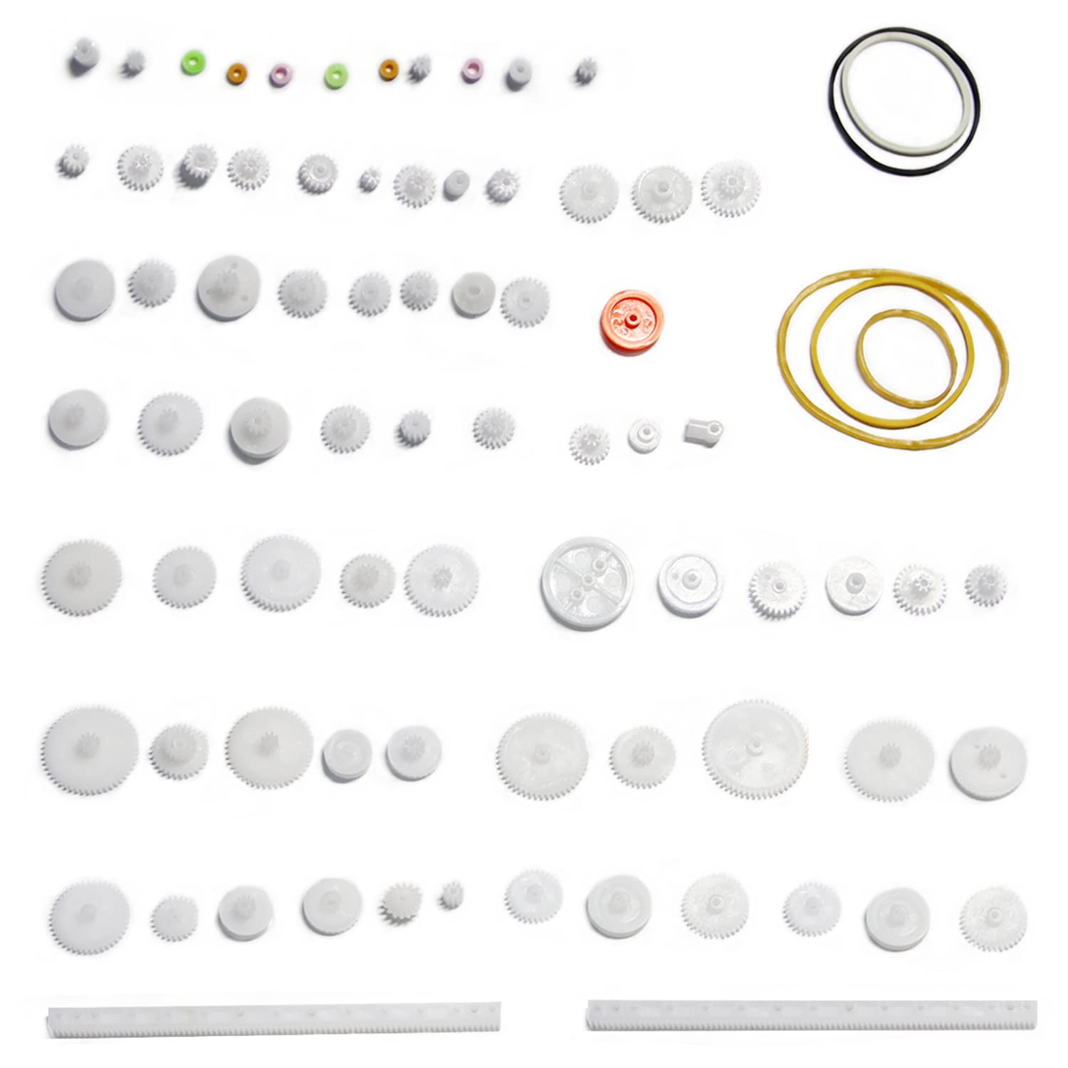 Mriuuod 75 Type Plastic Gear Kit Pulley Belt Worm Kits Crown Gear Single Double Reduction Gear Worm Gear DIY Gear Assortment Accessories Set for Toy Motor Car Robot