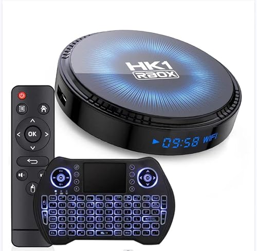 TV Box Android 11.0 2GB RAM 16GB ROM Set Top Box Smart TV Box Amlogic S905W2 1080P Ultra HD 4K HDR AV1 WiFi 2.4G 5.8GHz BT 4.1 USB 2.0 Android TV Box with Mini Wireless Backlit Keyboard