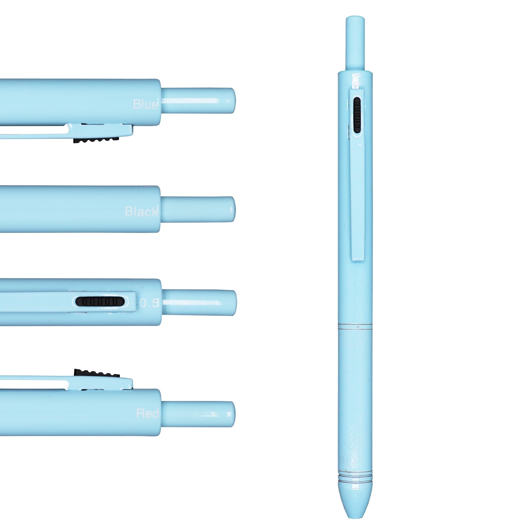 HeTaoCat 4-in-1 Multicolor Metal Pen, 0.5mm Mechanical Pencil (Sky Blue)
