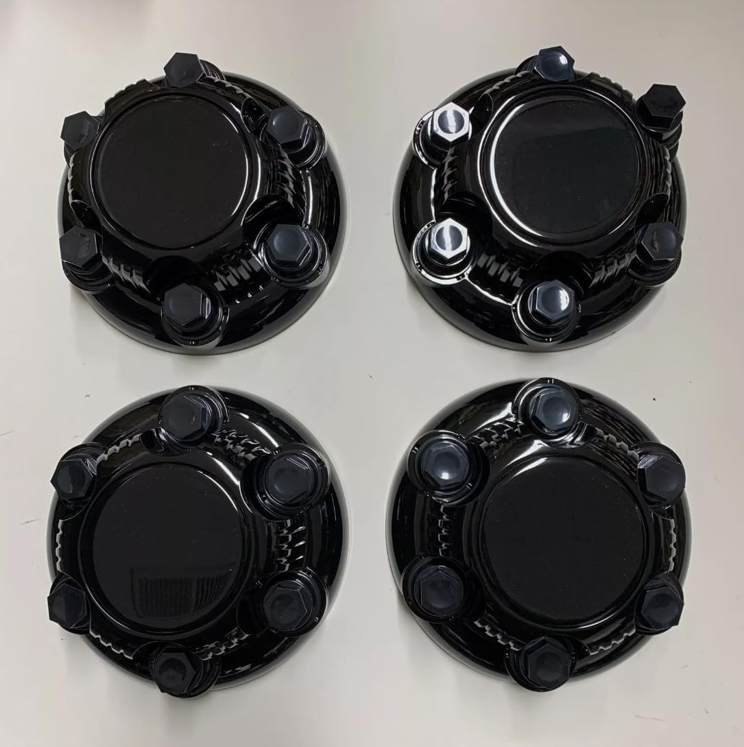 4 for Chevy Silverado 1500 Tahoe Avalanche,6 Lugs Hub Center Cap 7-1/4" Chrome #15067580#15067578 (Gloss Black 4pcs)