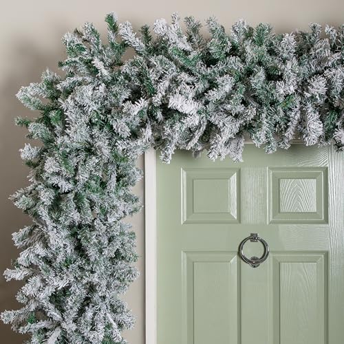 8ft (2.30m) Samuel Alexander Single Door Snow Flocked Christmas Tree Flat Top Arch with 2000 Tips - Image 2