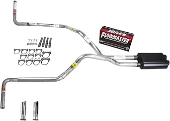 Truck Dual Exhaust Kit - 2.5 Inch Pipe With Flowsound Muffler, DIY Conversion System For Pickup Trucks