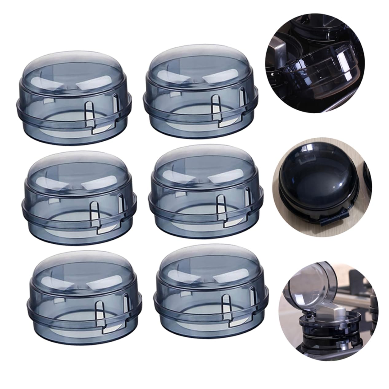6pcs Gas Knob Covers for Safety Protector for Stove Knobs Prevents Accidental Activation for Homes Boys and Girls and Pets Black