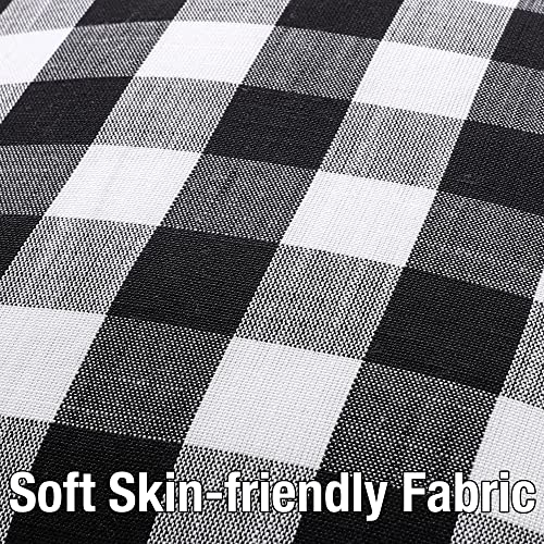 Zjdecor Buffalo Plaid Fall Throw Pillow Covers Set Of 2, Gingham Check Farmhouse Square Pom Pom Throw Pillow Case Cushion Cover For Couch Car Sofa Home Decor, 18 X 18 Inches, Black And White #TOP3