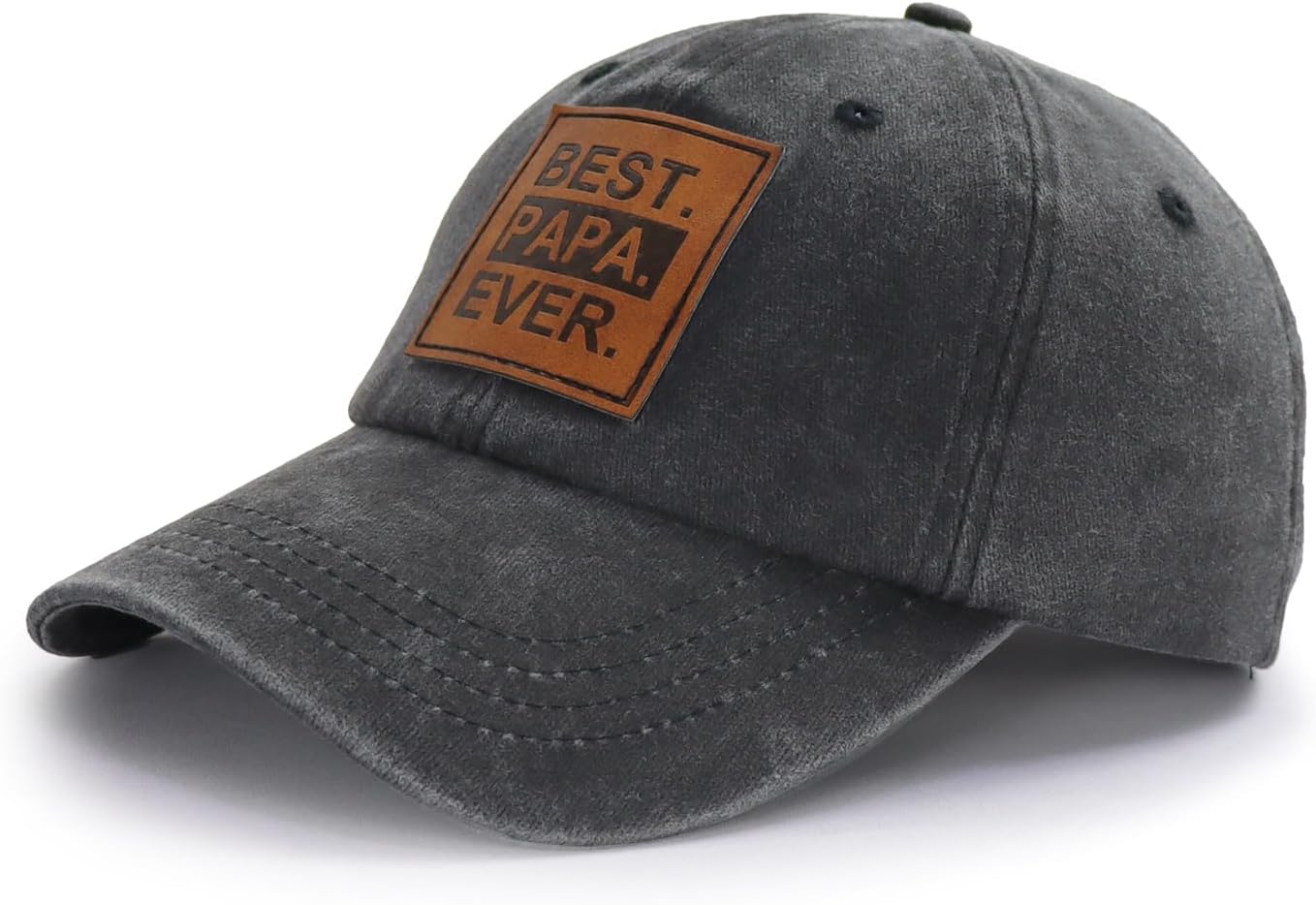 Best Dad Mom Uncle Aunt Husband Wife Grandpa Grandma Papa Teacher Ever Hat, Adjustable Leather Patch Baseball Cap - Image 2