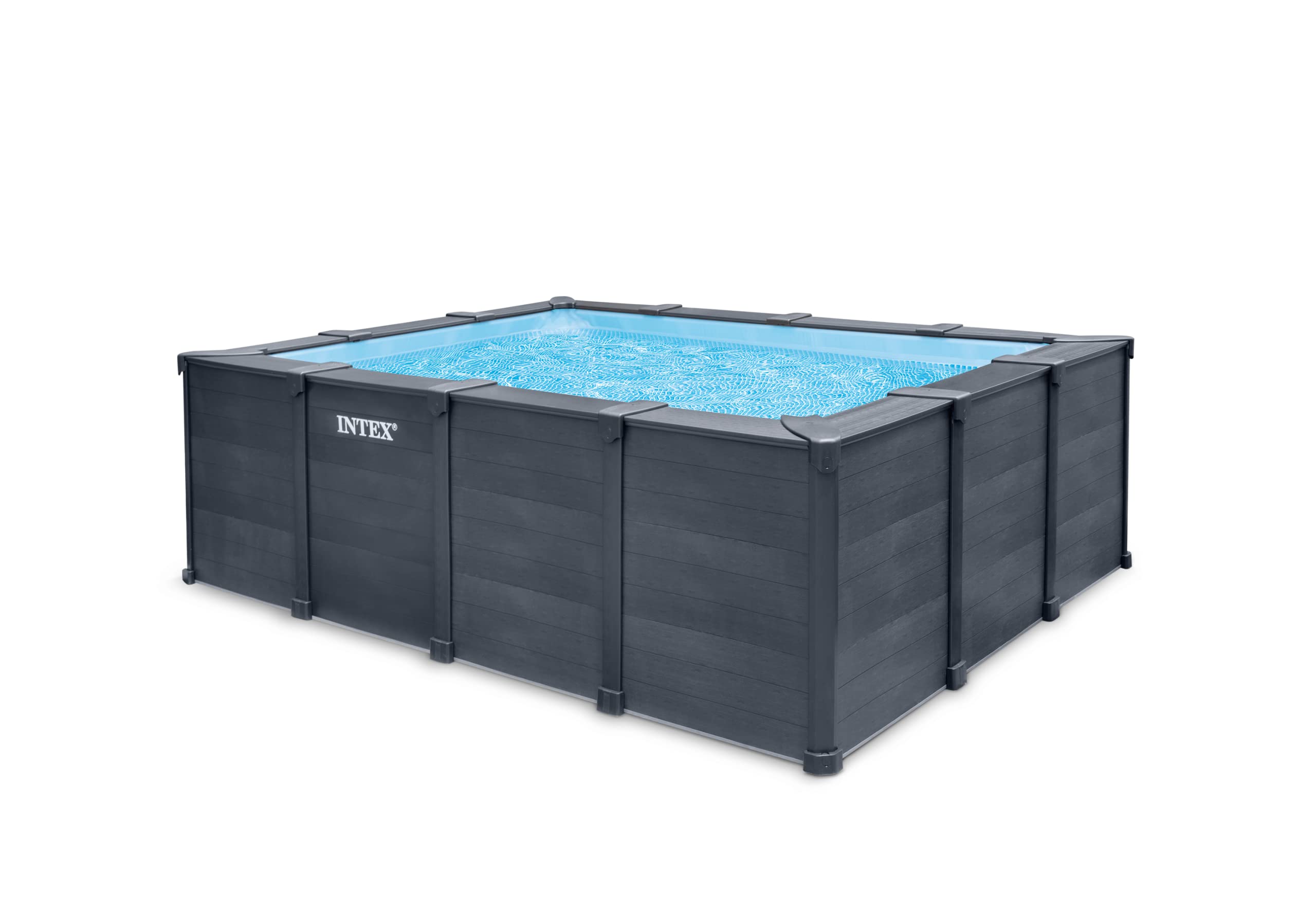 Intex 26396NP - Piscina Graphite Gray Panel Rettangolare, con Pompa Filtro a Sabbia 3500 L/​h, Scaletta e Teli, 400x300x124 cm