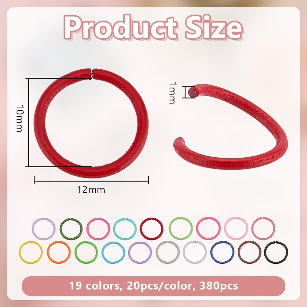 arricraft 380 Pcs Colored Jump Rings, 12mm Open Jump Rings 19 Colors Metal O Ring Connectors Links Jewelry DIY Findings for Keychain Choker Earring Necklace Bracelet Pendant Making - Image 2