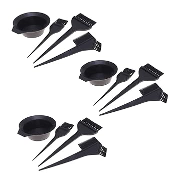 Lurrose Hair Coloring Tool Kit Hair Color Brush Mixing Bowl Hair Tint Dying Applicator for Barber Salon 3 Set