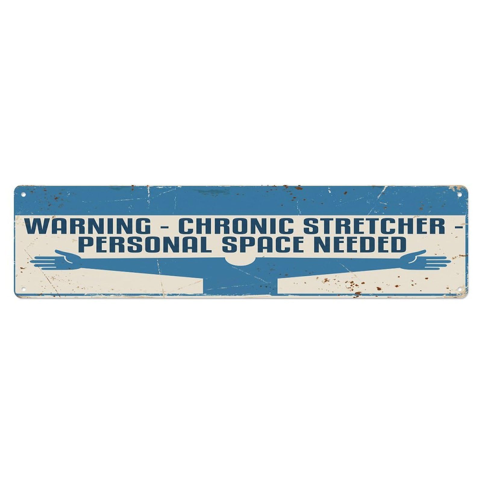 Olhnbad 4X16inch(10X40cm) Vintage Funny Warning Chronic Stretcher Warning Metal Tin Sign