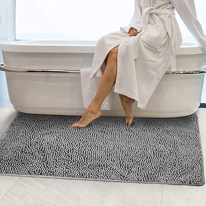 Tapis de bain lavable grand format en microfibre séchage rapide pour douche