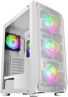 Mars Gaming MC-KX, Torre Gaming Premium E-ATX, Sistema CPU Freezer, 5 Ventiladores ARGB Ultra-silenciosos, Controladora ARGB y Mando RF, Frontal Mesh, Blanco