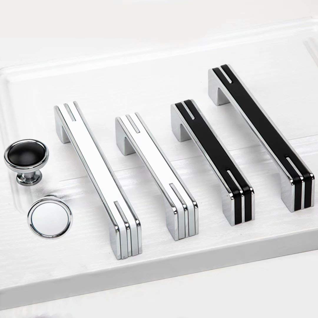 10 Pomos Modernos para Armarios Puertas de Cocina Muebles de Baño Cajones Armarios Tocadores (Blancos)