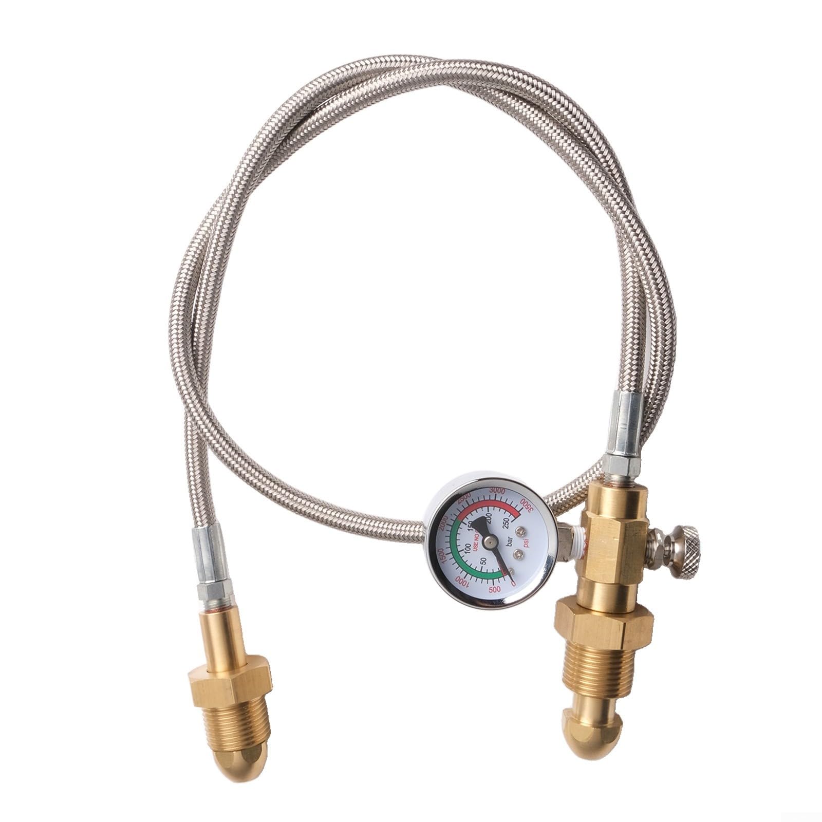BS 341 No. 3 Manguera de recambio de cilindro de argón Reino Unido, adaptador de transferencia de 5/8 pulgadas, 90 cm para línea de acero inoxidable (estilo 2)