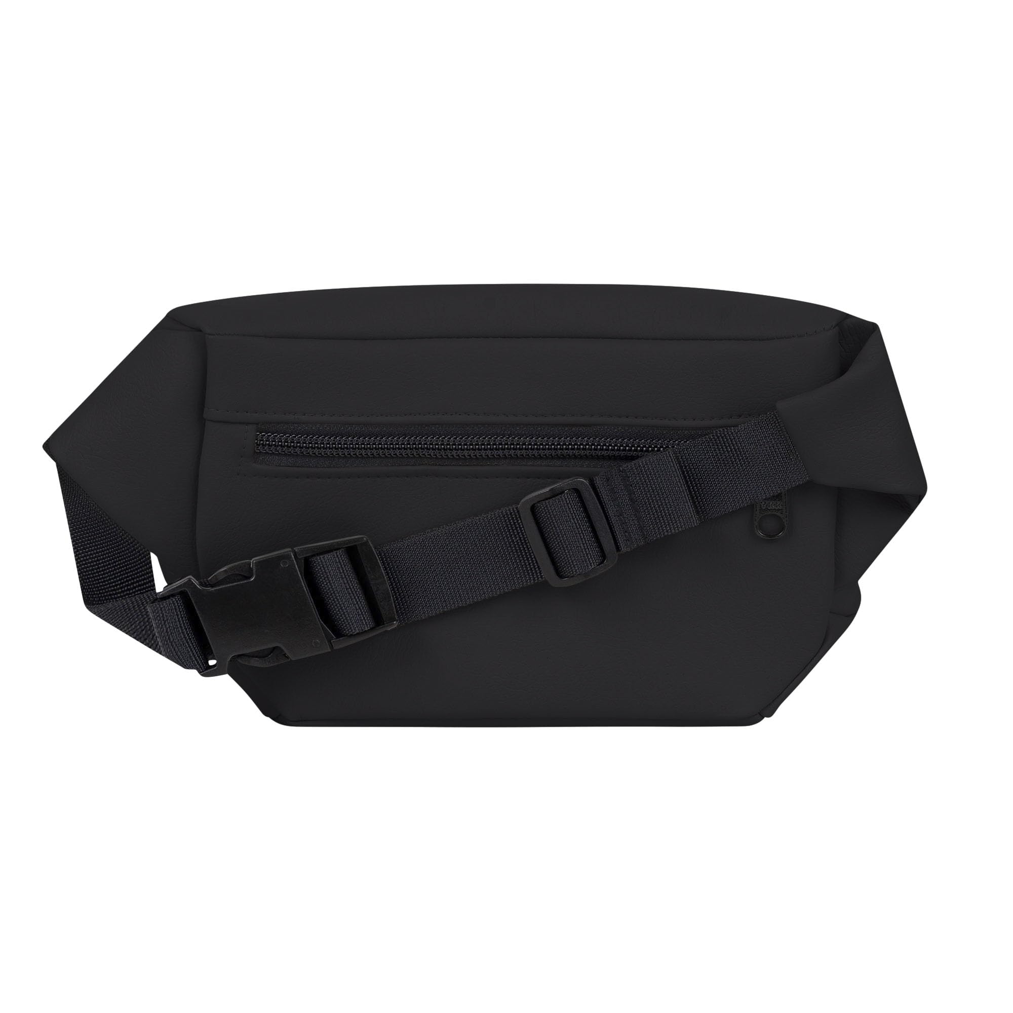 Bauchtasche Kunstleder Mattschwarz, Eckig Medium