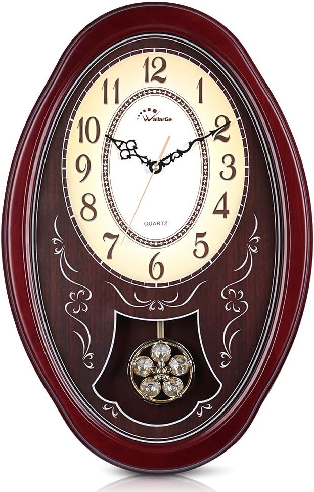 WallarGe Westminster Wall Clocks with Swing Pendulum,Chiming Every Hour,Cherry Tone Wood, Vintage Decorative Clocks for Home, Office,School or Library.