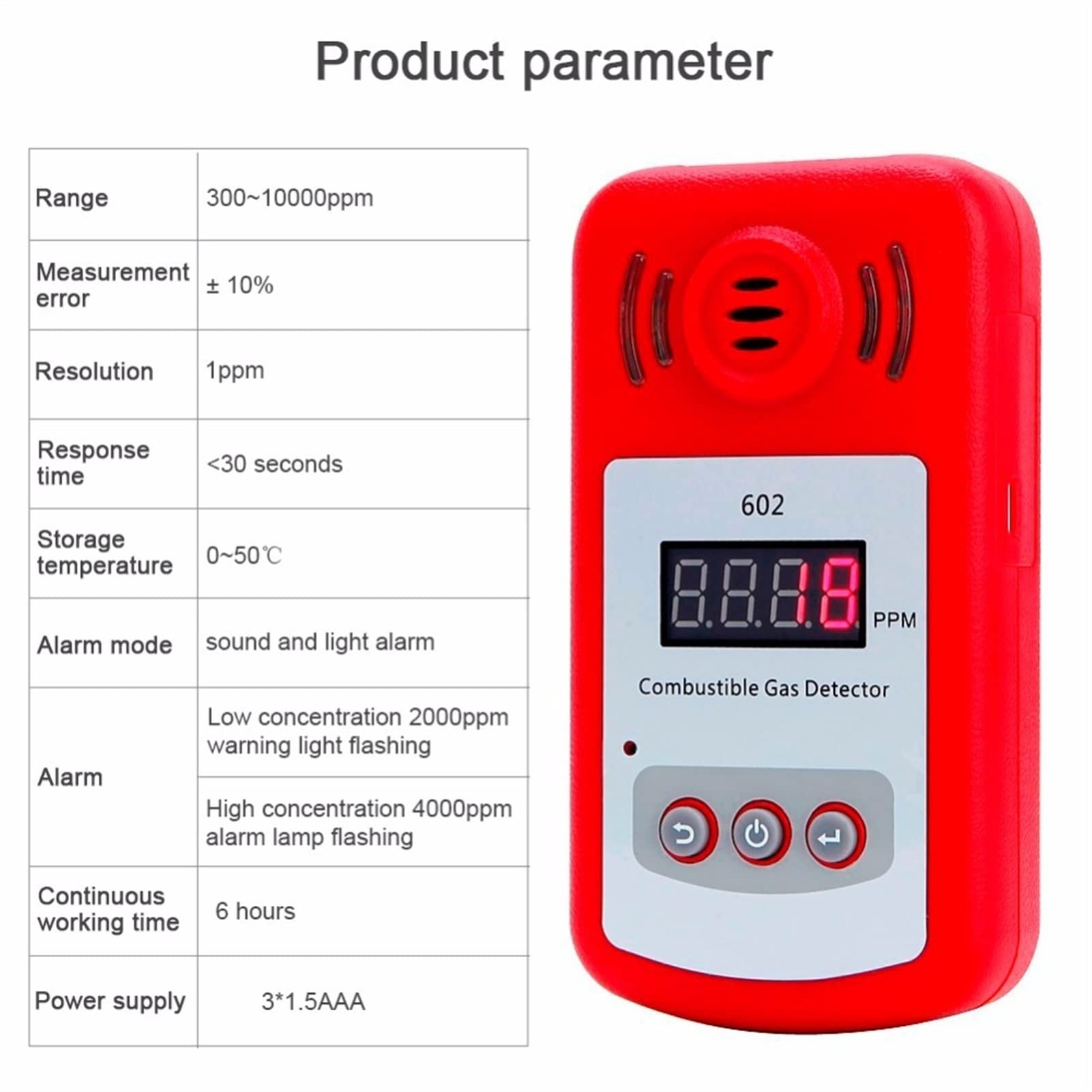 Monitor de Calidad del Aire Profesional Venga al analizador de Detector de Gas de Gas portátil con un analizador de Gases de Gas con un Detector de Fugas de Gas de Sonido y Alarma de Sonido