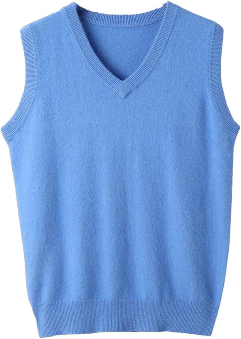 Men Vest Sleeveless Sweater Spring V-Neck Vest Tops Knit Sweater Vest