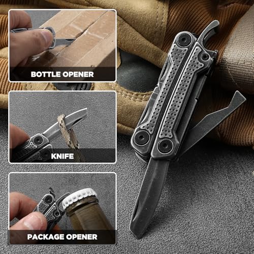 VIRENKNIFE Multitool, 11-in-1 Stainless Steel Multi Tool Pliers with Pocket Knife, Scissors, Bottle Opener, Mini EDC Multitool for Survival, Camping, Simple Repair, Gifts for Men(Stone Wash) - Image 5