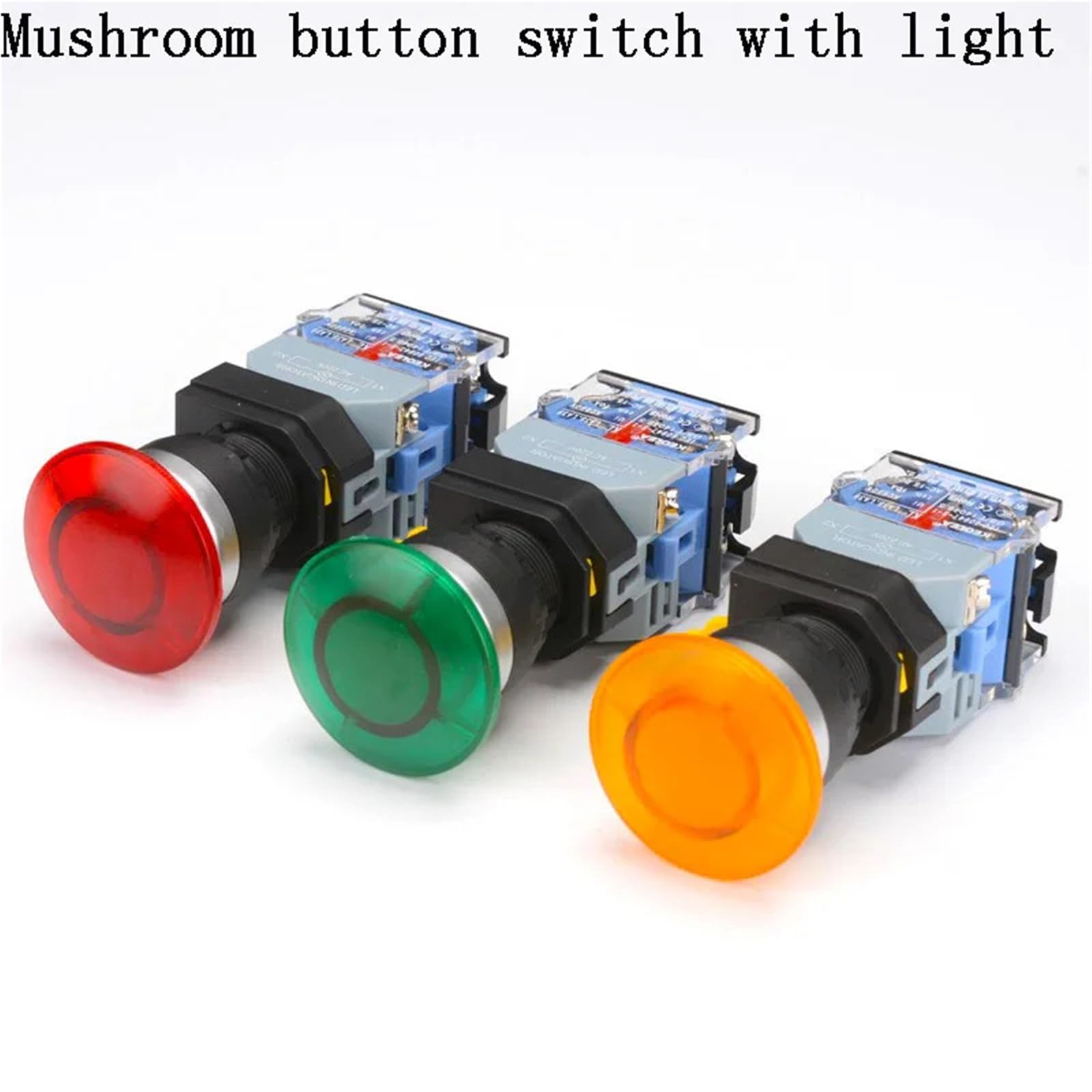 Interrupteur à bouton-poussoir LA38, 22mm, réinitialisation momentanée, tête plate, jogging 6/12V, démarrage rouge et vert, 1 pièce(Blue,6 V)