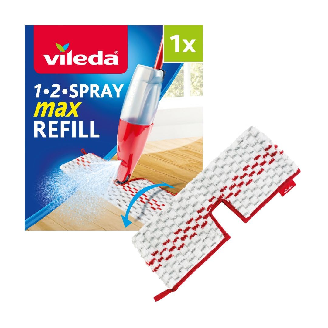 Vileda 1 2 Spray Max Mop Refill, Microfiber Pad, Washable