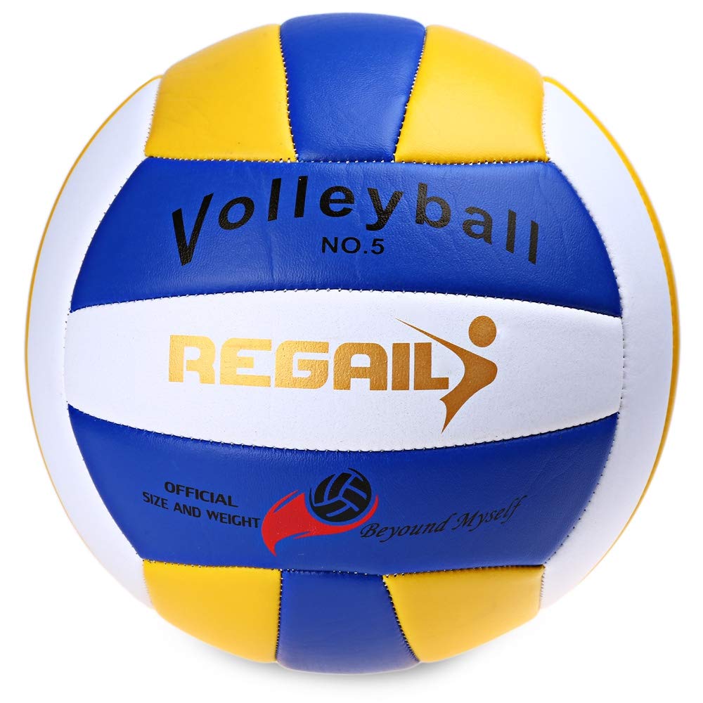 AODD Leather Volleyball, Official Size 5 PU Foam Leather Volleyball Indoor Outdoor Match Training Ball Soft Touch Beach Volley Ball, Great Stability and Durability, for Outdoor Indoor Beach Gym