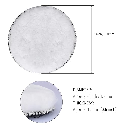 Miniatura 2 de BAYTORY Juego de 8 almohadillas de pulido de lana, rueda pulidora sintética de 6 pulgadas con placa de respaldo de rosca M14 y adaptador de taladro