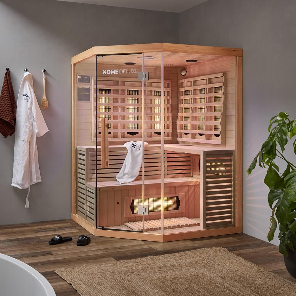 Home Deluxe Infrarotkabine Sahara XXL 150x150x200 cm 8 Vollspektrumstrahler Hemlocktanne Infrarotsauna