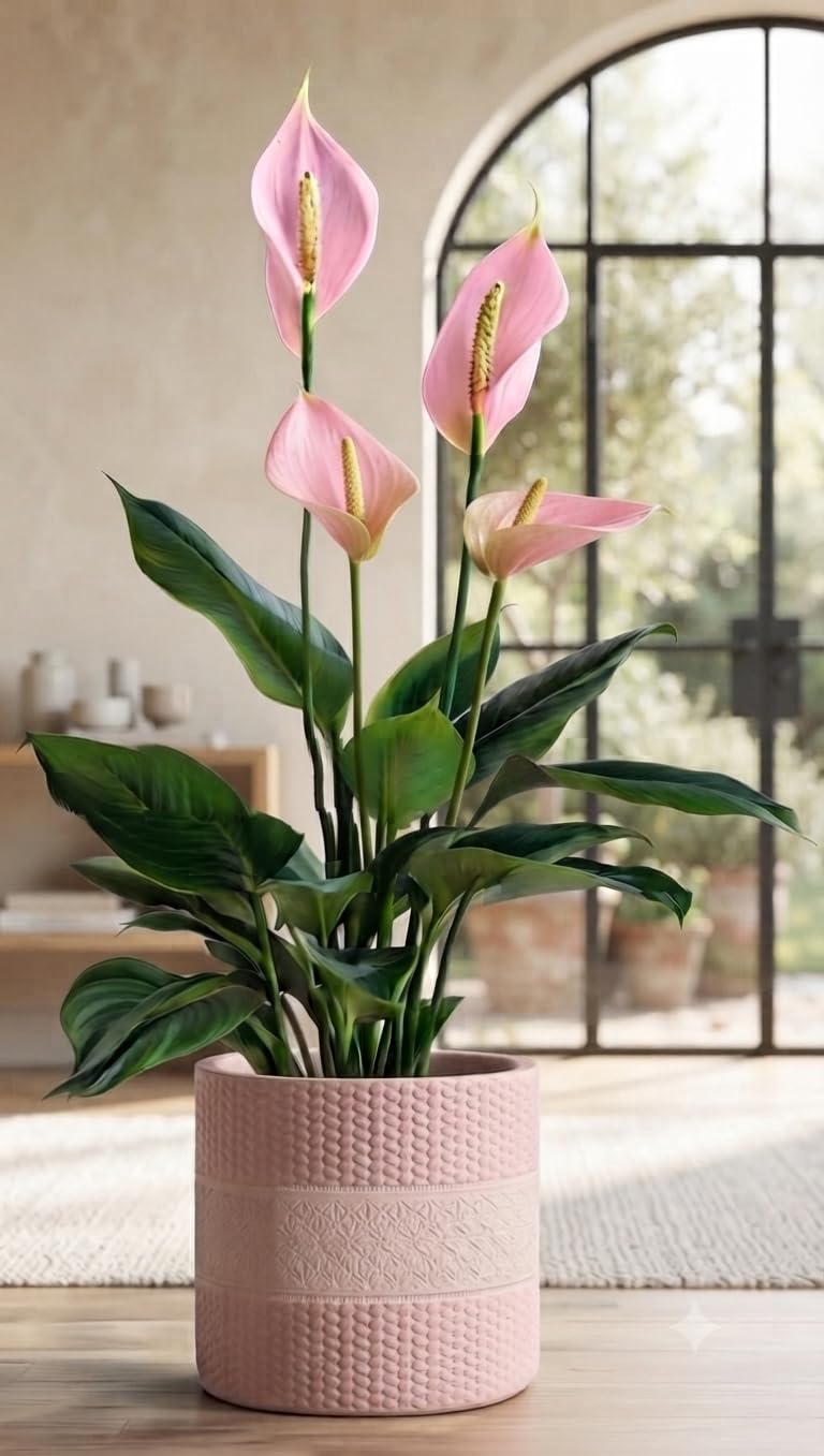 Peace Lily indoor Live Plant,without Pot (pink &white) for Home Office and Living Room,Pack of 1/Spathiphyllum Air purifying Indoor Plant,SR-1-image-38