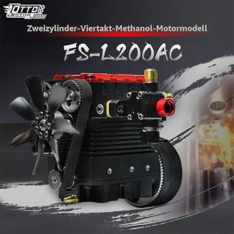 Combustion Engine Model Building FS L200AC 7cc 2-Cylinder Four Stroke Engine Air-Cooled Engine Model Metal Engine Kit for Technology Enthusiasts DIY Experiment Learning Toy
