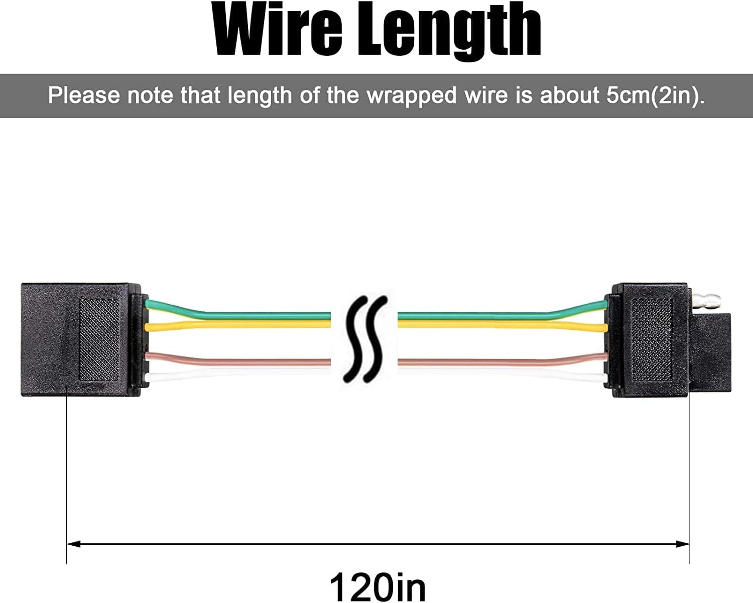 4 Pin Trailer Light Wire Harness Extension 10ft 18AWG 4 Way by AUTOMAJOR | Copper core male female PVC plug. Universal fit for trailers boats RV campers towing wiring extension